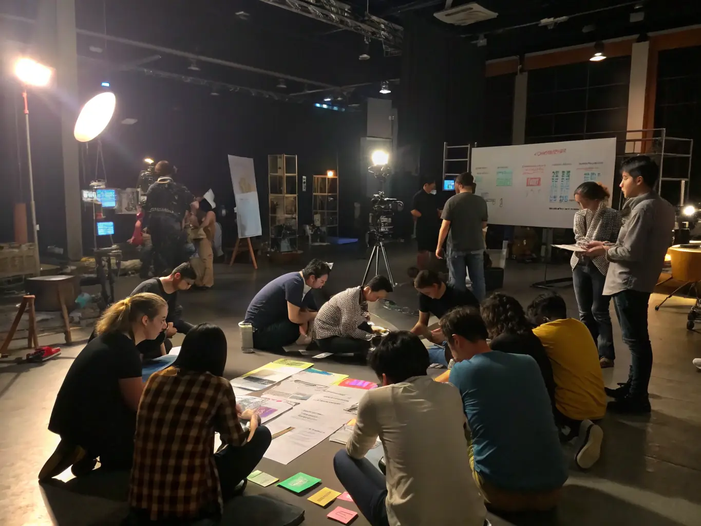A photograph capturing a group of museum professionals actively participating in a collaborative workshop, deeply engaged in discussions and hands-on activities, symbolizing the networking opportunities within the ASSOCIATION DES MUSÉES BOURBONNAIS.