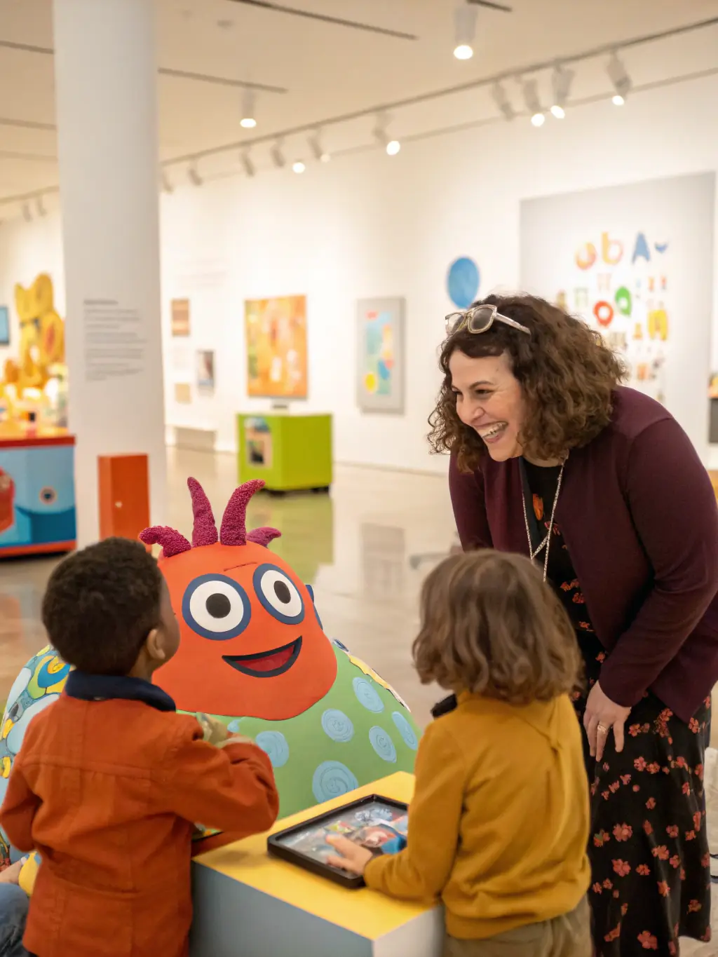 A picture of a museum curator giving a guided tour to a group of students, highlighting the importance of cultural transmission.