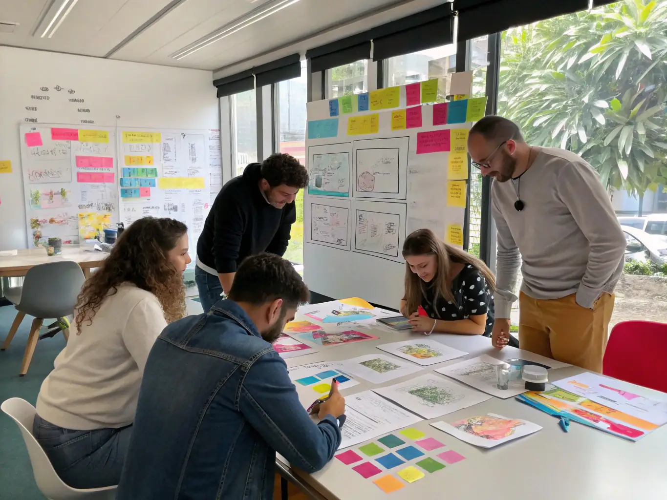 A collaborative workshop session where museum staff are brainstorming ideas for new exhibits and community engagement activities.